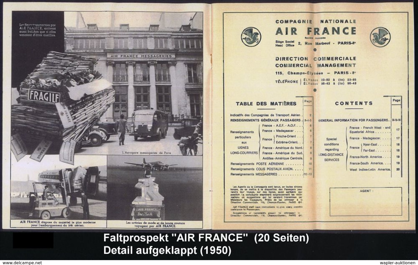 FRANKREICH 1949/56 4 Verschiedene Hochformat-Prospekte AIR FRANCE: "Le Sourire Est De Tradition", "Renseignements 1950", - Andere (Lucht)