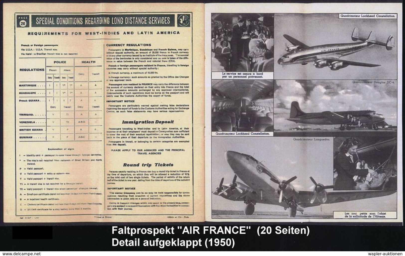 FRANKREICH 1949/56 4 Verschiedene Hochformat-Prospekte AIR FRANCE: "Le Sourire Est De Tradition", "Renseignements 1950", - Andere (Lucht)