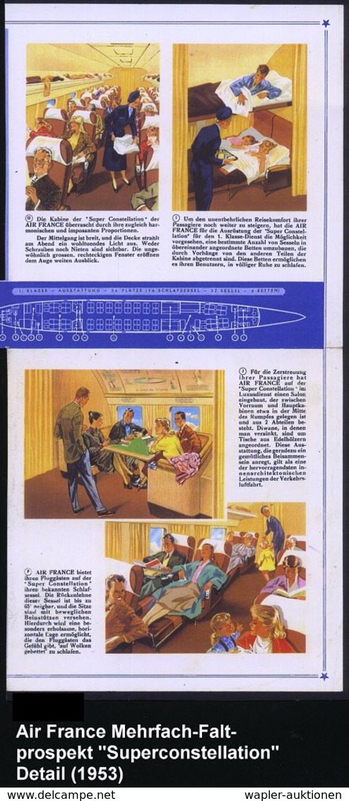 FRANKREICH 1953 Mehrfach-Reklame-Color-Prospekt "AIR FRANCE 'SUPER CONSTELLATION'" (schwache Mittelfalte) Deutscher Text - Andere (Lucht)