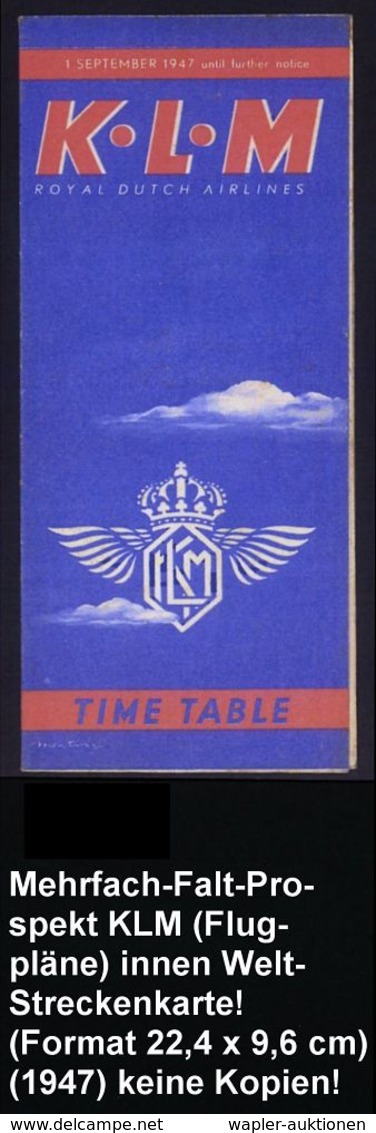 NIEDERLANDE 1947/55 Fluggesellschaft "KLM", 3 verschiedene, hochformatige Prospekte: "Hamburg..", "The First 28 Years" (