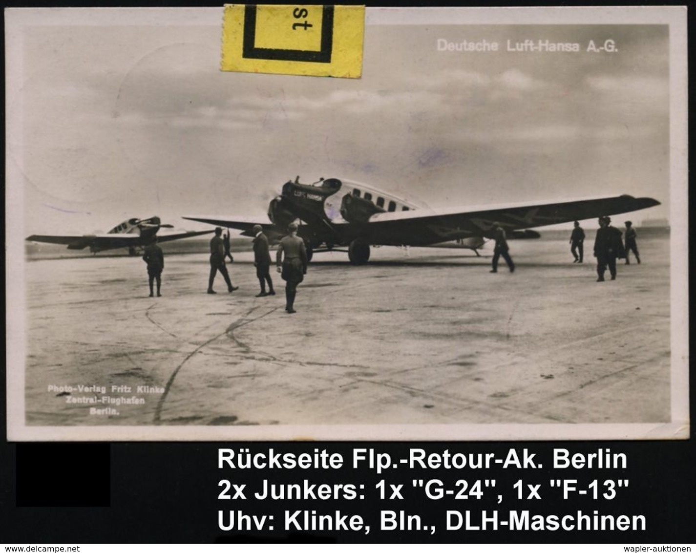 BERLIN-/ A/ ZENTRALFLUGHAFEN 1927 (11.8.) 1K-Brücke (Mi.A 4-07 A) = Hauspostamt Flughafen Tempelhof Auf Flp. 15 Pf. U. 2 - Altri (Aria)