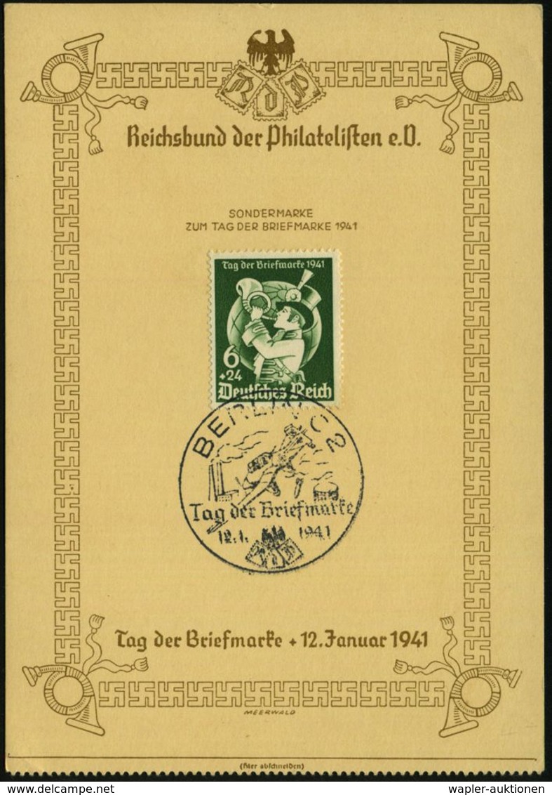 BERLIN C2/ Tag Die Briefmarke 1941 (12.1.) SSt = Junkers "Ju 87" ("Stuka") Auf 6 + 24 Pf Tag D. Briefmarke (Mi.762) Auf  - Avions