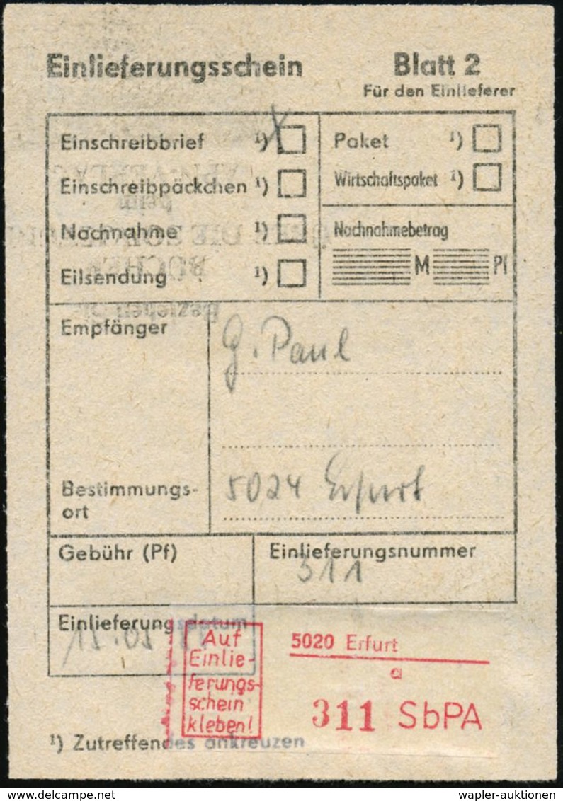 5010 ERFURT 1/ ..60 JAHRE IM LINIENFLUGVERKEHR 1985 (14.5.) SSt = Junkers "W 33" 2x + Selbstbedienungs-Automaten-RZ: 50  - Aerei
