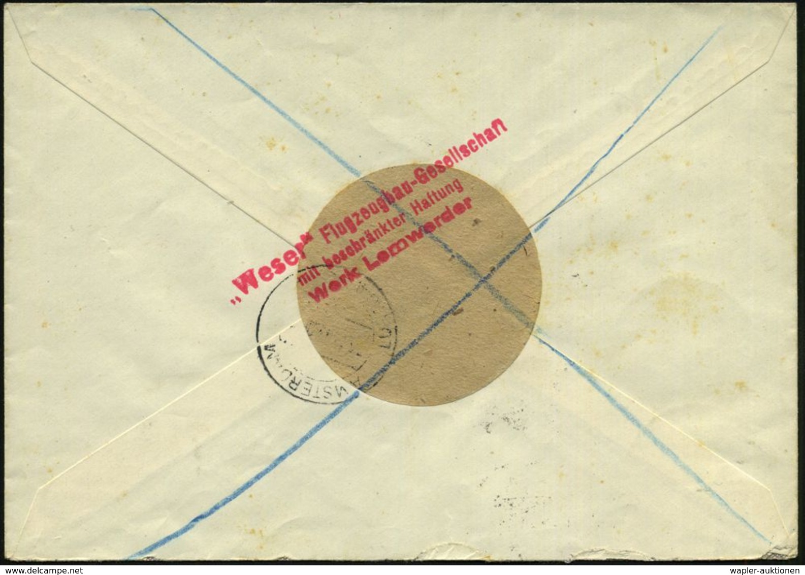 BREMEN-VEGESACK/ A 1942 (4.11.) 2K-Steg Auf Hitler 12 Pf. U. 30 Pf. + RZ: Bremen-/Vegesack D ("D" Gestrichen) , Firmen-B - Vliegtuigen