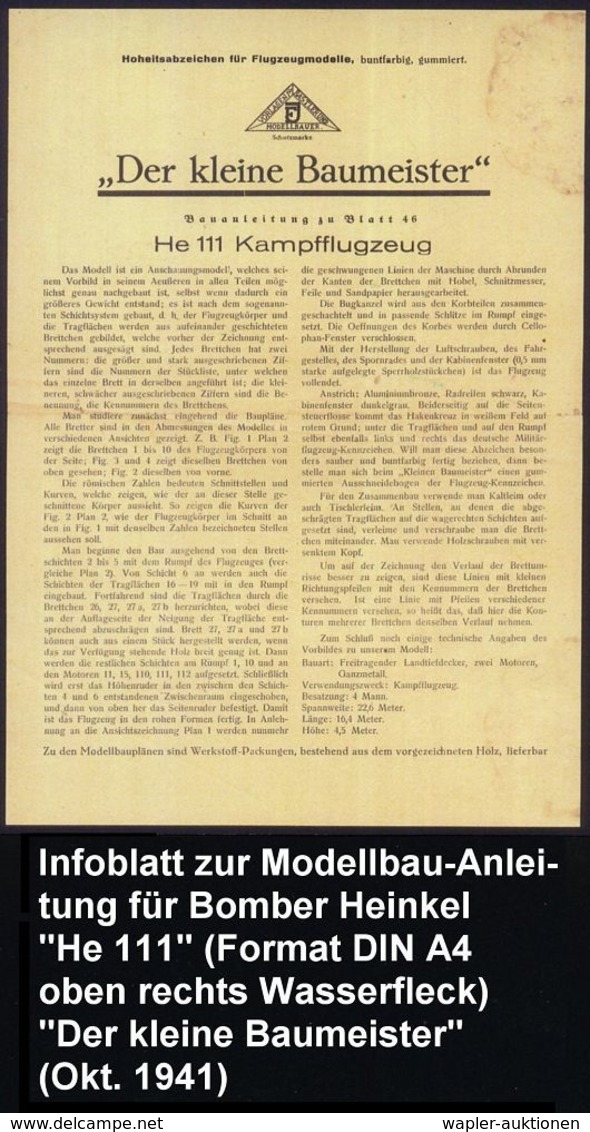 Rostock 1941 (10.10.) Orig. Briefbogen: ERNST HEINKEL FLUGZEUGWERKE GMBH, SEESTADT ROSTOCK.. Propagandastelle (Firmen-Lo - Vliegtuigen