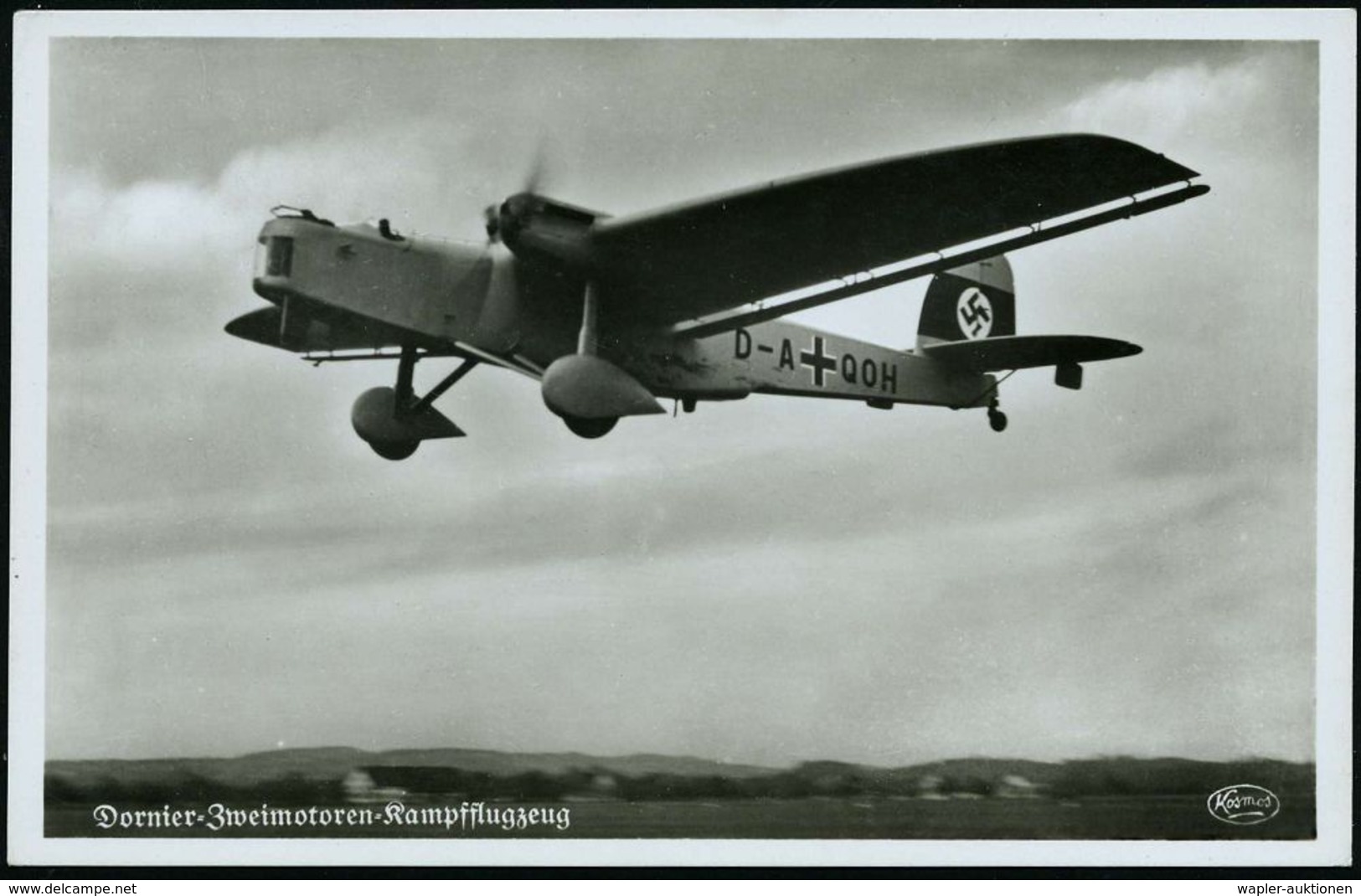 DEUTSCHES REICH 1935 (ca.) S/w.-Foto-Ak.:  D O R N I E R  Bomber "Do 23" (Freigabe-Vermerk RLM) Ungebr. (Franckh-Verlag, - Flugzeuge