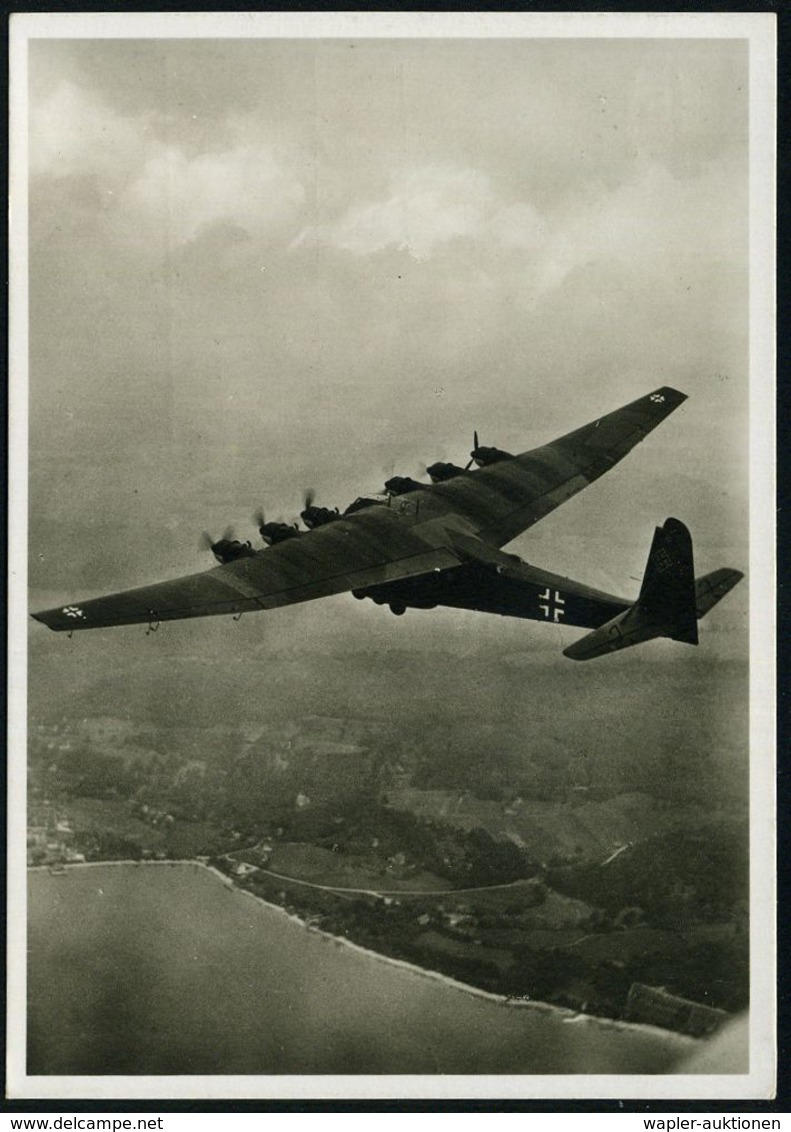 DEUTSCHES REICH 1942 (ca.) S/w.-Foto-Ak.: Messerschmitt Me 323 "Gigant", Fotograf: Marg. Thiel (Freigabe-Vermerk RLM) Un - Flugzeuge