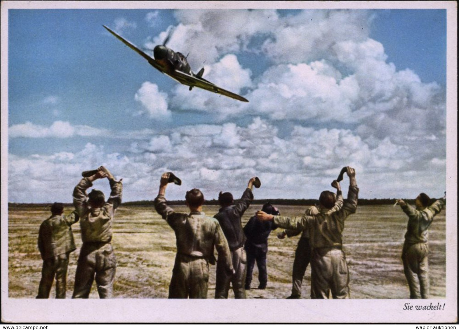 DEUTSCHES REICH 1942 (ca.) Propaganda-Color-Foto-Ak.: "Sie Wackelt !"  = Me 109 Nach Luftsieg Von P.K.-Fotograf Grosse , - Flugzeuge