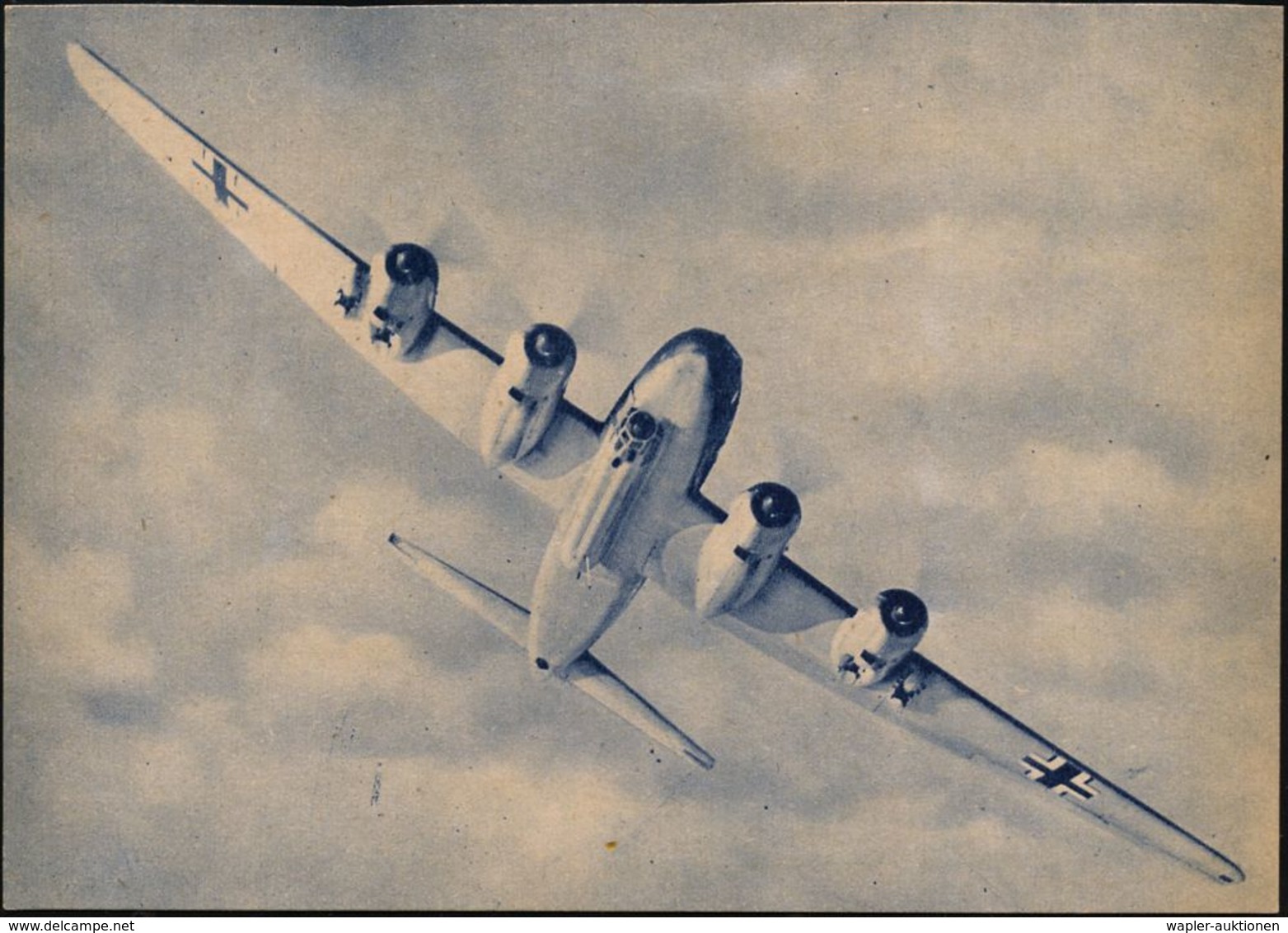 DEUTSCHES REICH 1943 (ca.) S/w,-Foto-Ak.:  Focke Wulf  "Fw 200" Als Fern-Bomber, Fotograf: Glathe (rs. Haftspuren) Ungeb - Vliegtuigen
