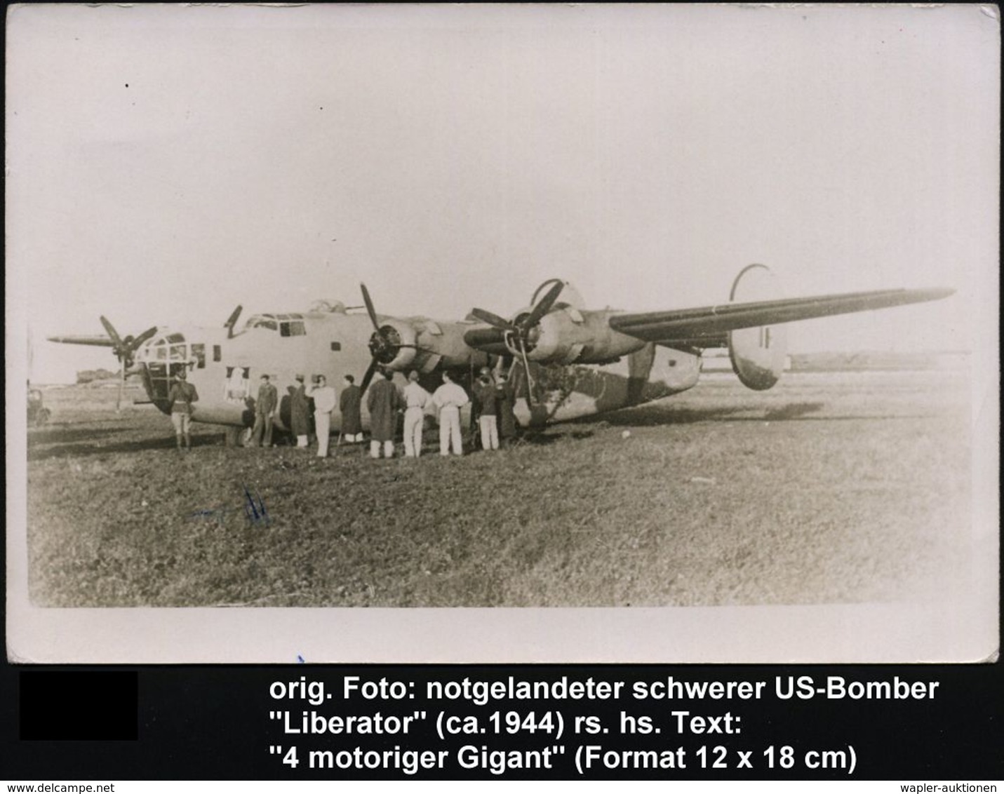 U.S.A. /  SCHWEIZ 1944 (ca.) Orig. S/w.-Foto: Notgelandeter US-Bomber "Liberator" In Der Schweiz (Format 18 X 12 Cm) Rs. - Flugzeuge