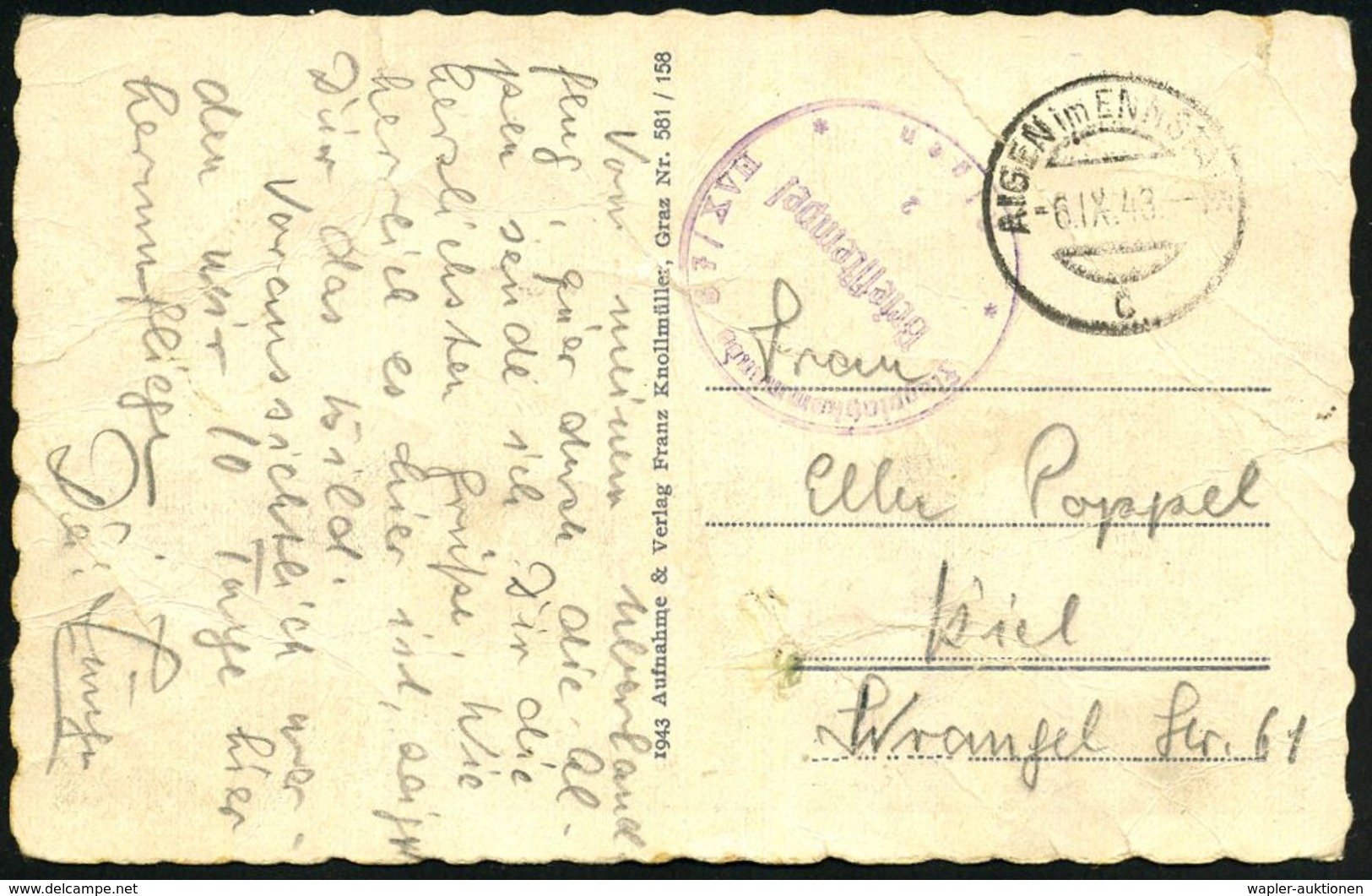 AIGEN Im ENNSTALE/ C 1943 (Juni/Sept.) 2x Weiterverwendeter, Ehem. österr. 1K + 2 Verschiedene Viol. 1K-HdN.: Flugplatz- - Vliegtuigen