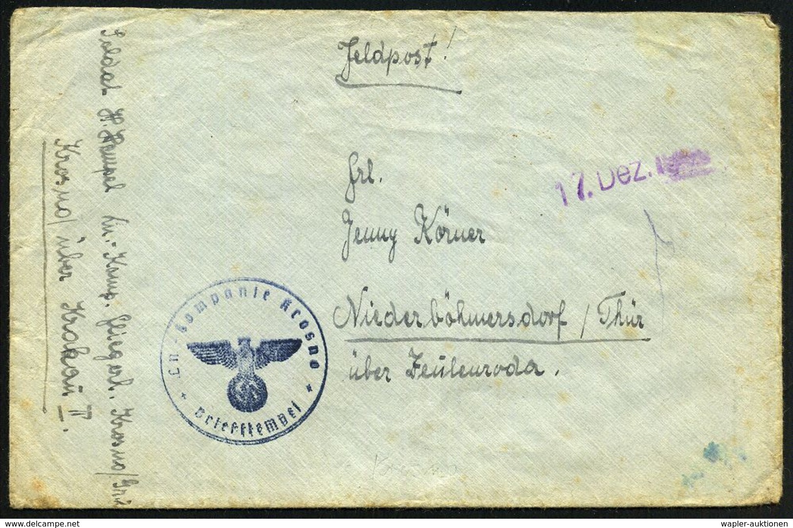 GENERALGOUVERNEMENT 1940 (Nov./Dez.) Blauer 1K-HdN; Kdo. Flughafenbereich Krosno/Ln. Kompanie Bzw. Ln.-Kompanie Krosno + - Vliegtuigen