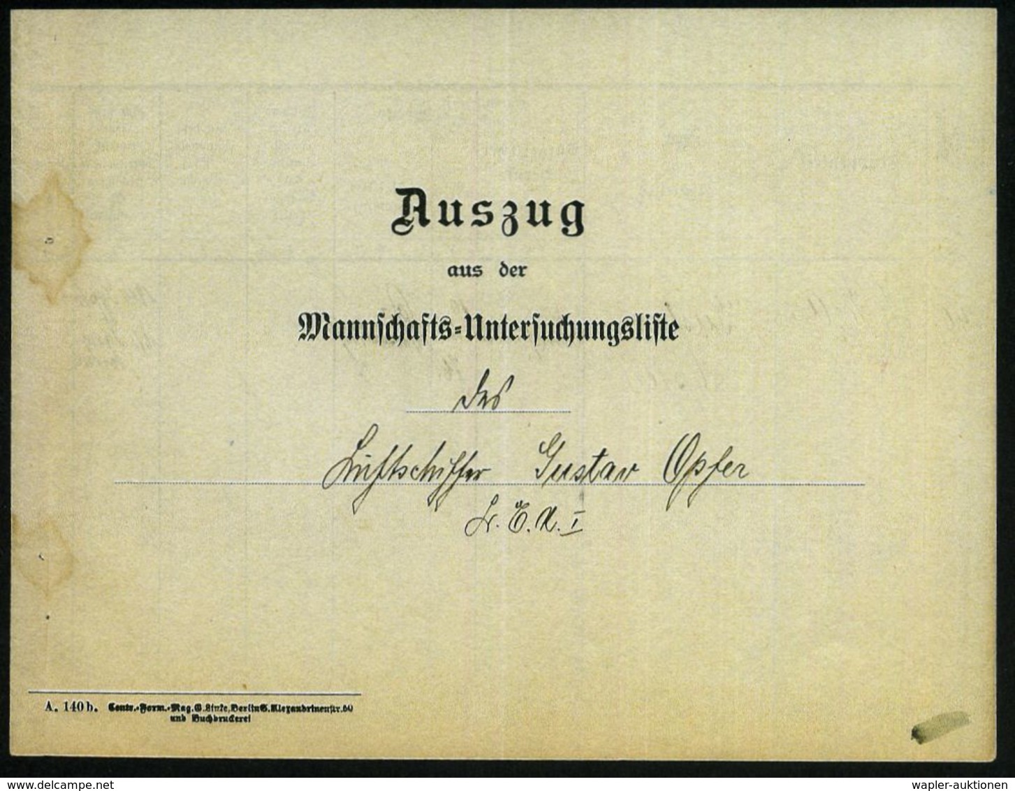 Schneidemühl /  Stettin 1917 Dokumentation: Versorgungs-Ersatz-Abteilung Luftschiffer-Batl. Nr.5 über Die Krankenlage U. - Zeppelins