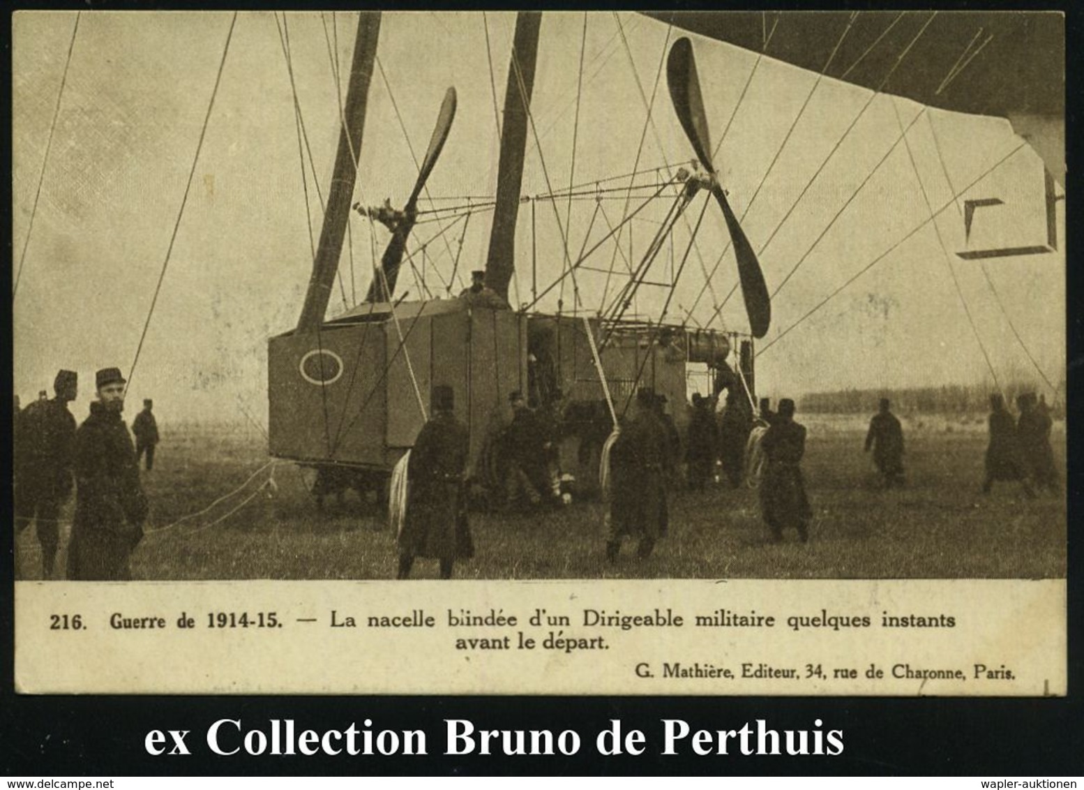 FRANKREICH 1915 (11.4.) Monochrome Foto-Ak.: Französ. Militär-Luftschiff Vor Dem Start = Gondel Mit 2 Propellern (Editio - Zeppelins