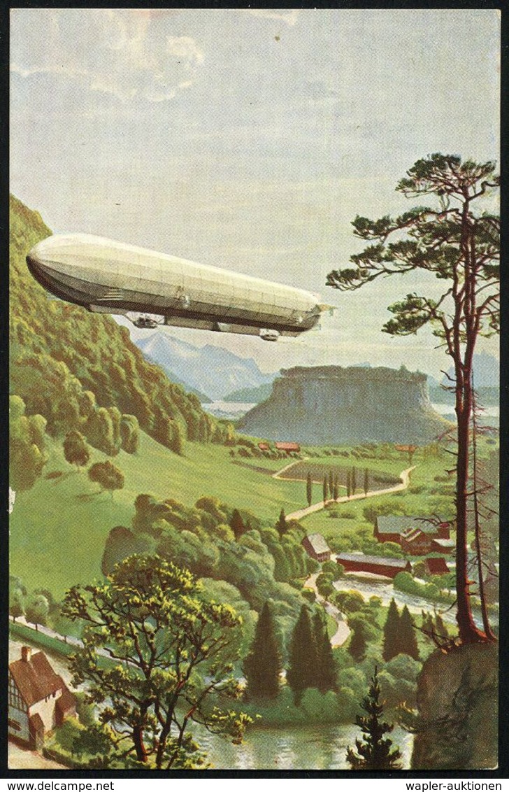 DEUTSCHES REICH 1930 PP 4 Pf. Hindenbg., Grün: "Schweizfahrt" = Gemälde Von Z. Diemer , Ungebr., Selten!  (Frech.PP 117/ - Zeppelins