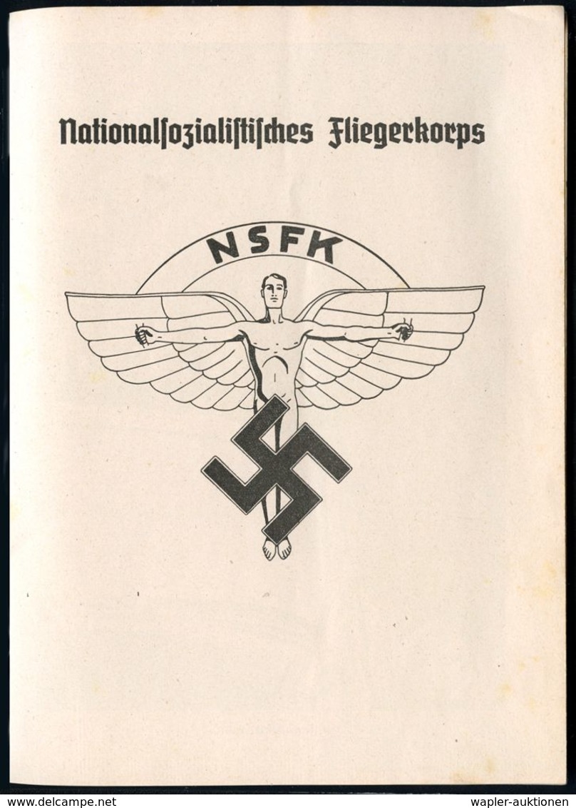 DEUTSCHES REICH 1938 Broschüre: Nationalsozialistisches Fliegerkorps.. (NSFK-Logo: Ikarus) 16 Seiten (kaum Sichtbare Mit - Vliegtuigen