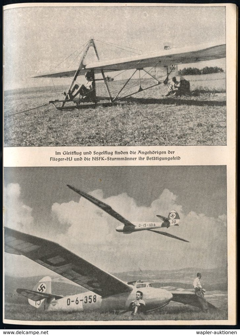 DEUTSCHES REICH 1938 Broschüre: Nationalsozialistisches Fliegerkorps.. (NSFK-Logo: Ikarus) 16 Seiten (kaum Sichtbare Mit - Flugzeuge