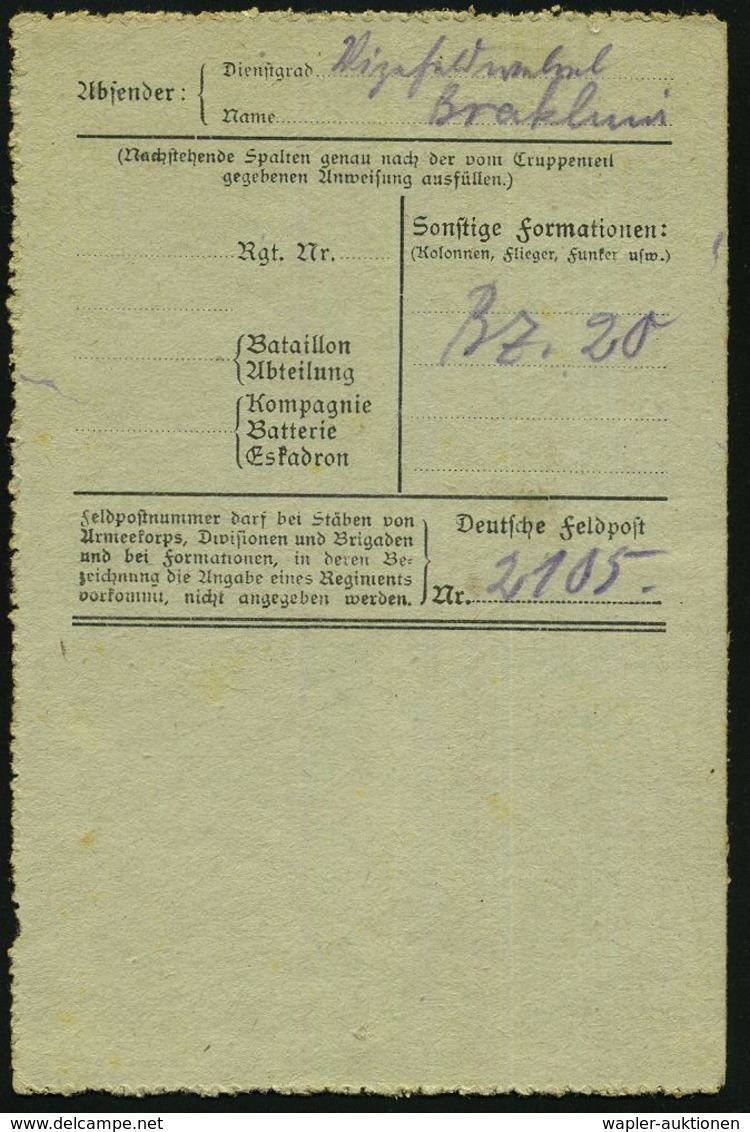 DEUTSCHES REICH 1918 (22.7.) Aptierter, Bayer. 2K-Gitter: FELD-POST = Tarnstempel + Viol. Ra.2: ..B A L L O N Z U G  Nr. - Mongolfiere