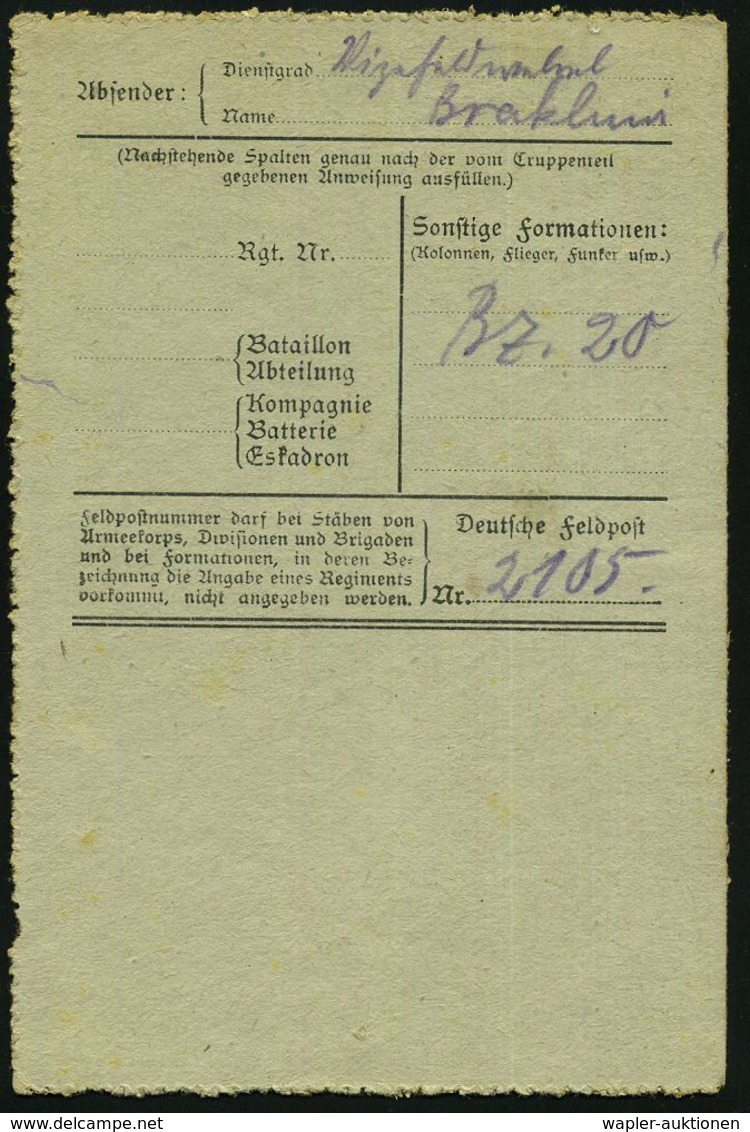 DEUTSCHES REICH 1918 (22.7.) Aptierter, Bayer. 2K-Gitter: FELD-POST = Tarnstempel + Viol. Ra.2: ..B A L L O N Z U G  Nr. - Montgolfières