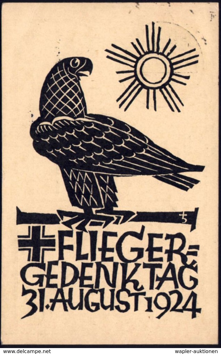 GERSFELD (Rhön) 1924 (31.8.) SSt.: Fliegerlager WASSERKUPPE/b. GERSFEL)/(Rhön)/ Rhön-Segelflug Wettbewerb  Auf PP 15 Pf. - Aerei