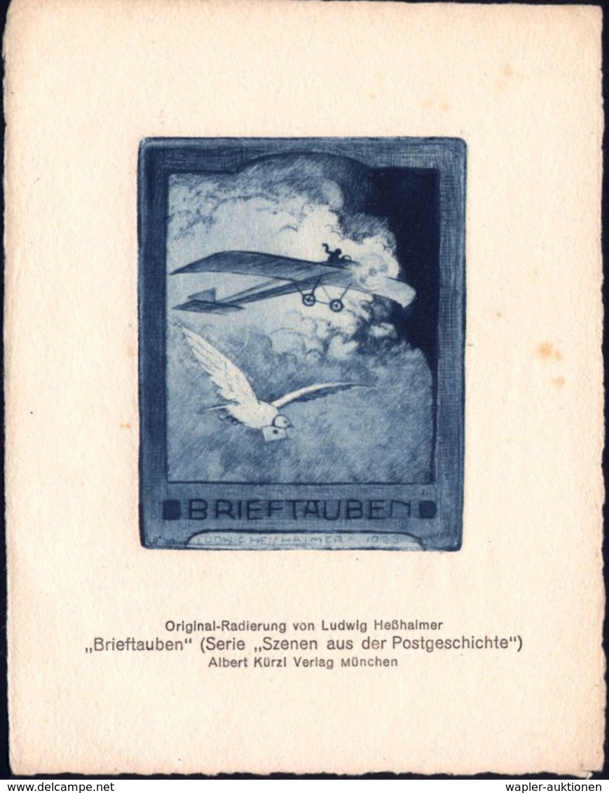 ÖSTERREICH 1922 Briefmarken-Künstler-Alternativ-Entwurf "Brieftauben", Szenen Aus Der Postgeschichte: Flugzeug "Taube" + - Aerei