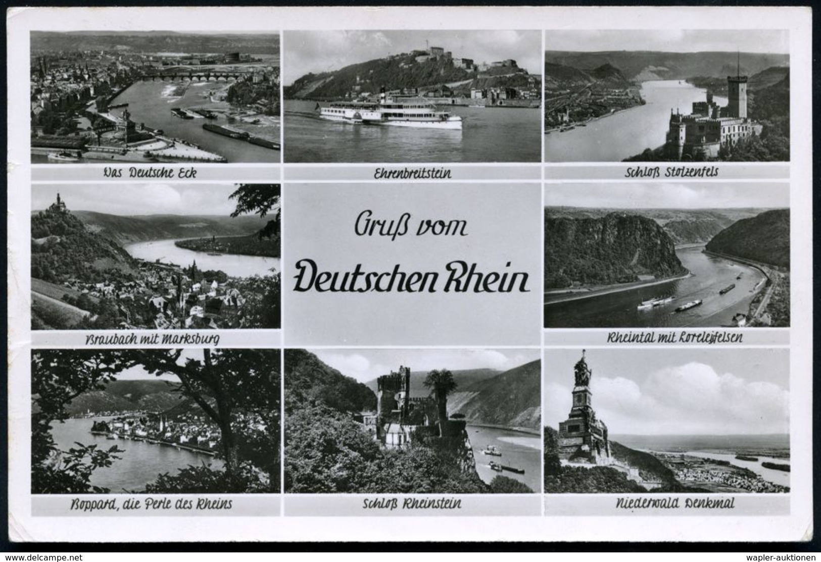 Köln /  Mainz 1952 (25.6.) Oval-BPA: SCHIFFSPOST KÖLN - MAINZ/DAMPFER/"GOETHE"/ÖFFENTLICHER FUNKSPRECHDIENST /AUF/ RHEIN - Ohne Zuordnung