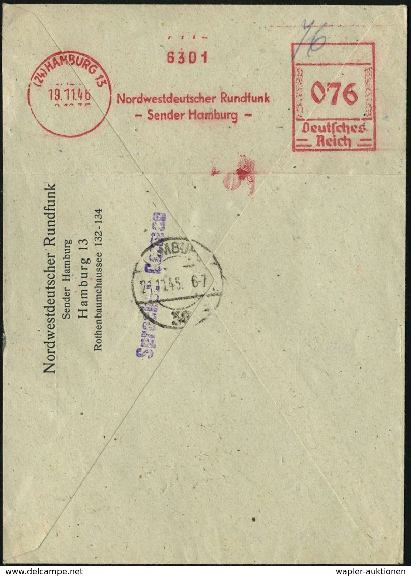 (24) HAMBURG 13/ Nordwestdt.Rundfunk/ Sender Hamburg 1946 (19.11.) Seltener, Aptierter AFS = Hakenkreuz Entfernt, Rs. An - Ohne Zuordnung