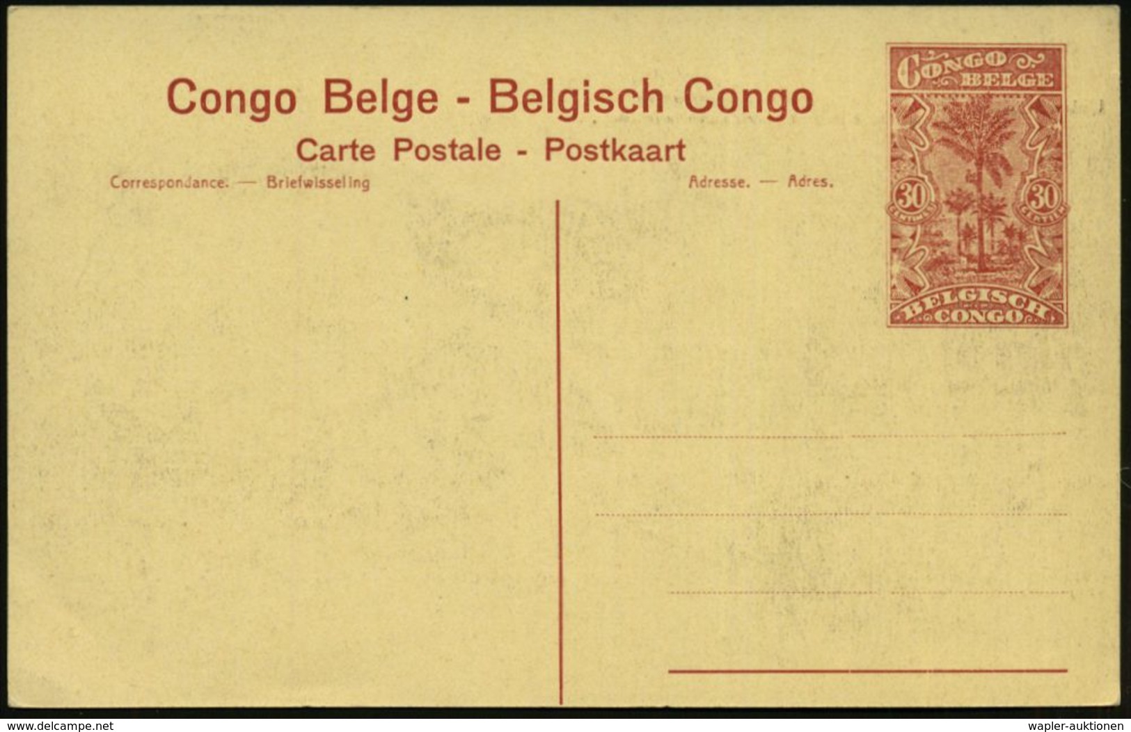 BELGISCH KONGO 1921 30 C. BiP Palme, Braun: PANDA/ Union Minière Intérieur De L'usine De Concentration.. (zweisprachig)  - Sonstige & Ohne Zuordnung
