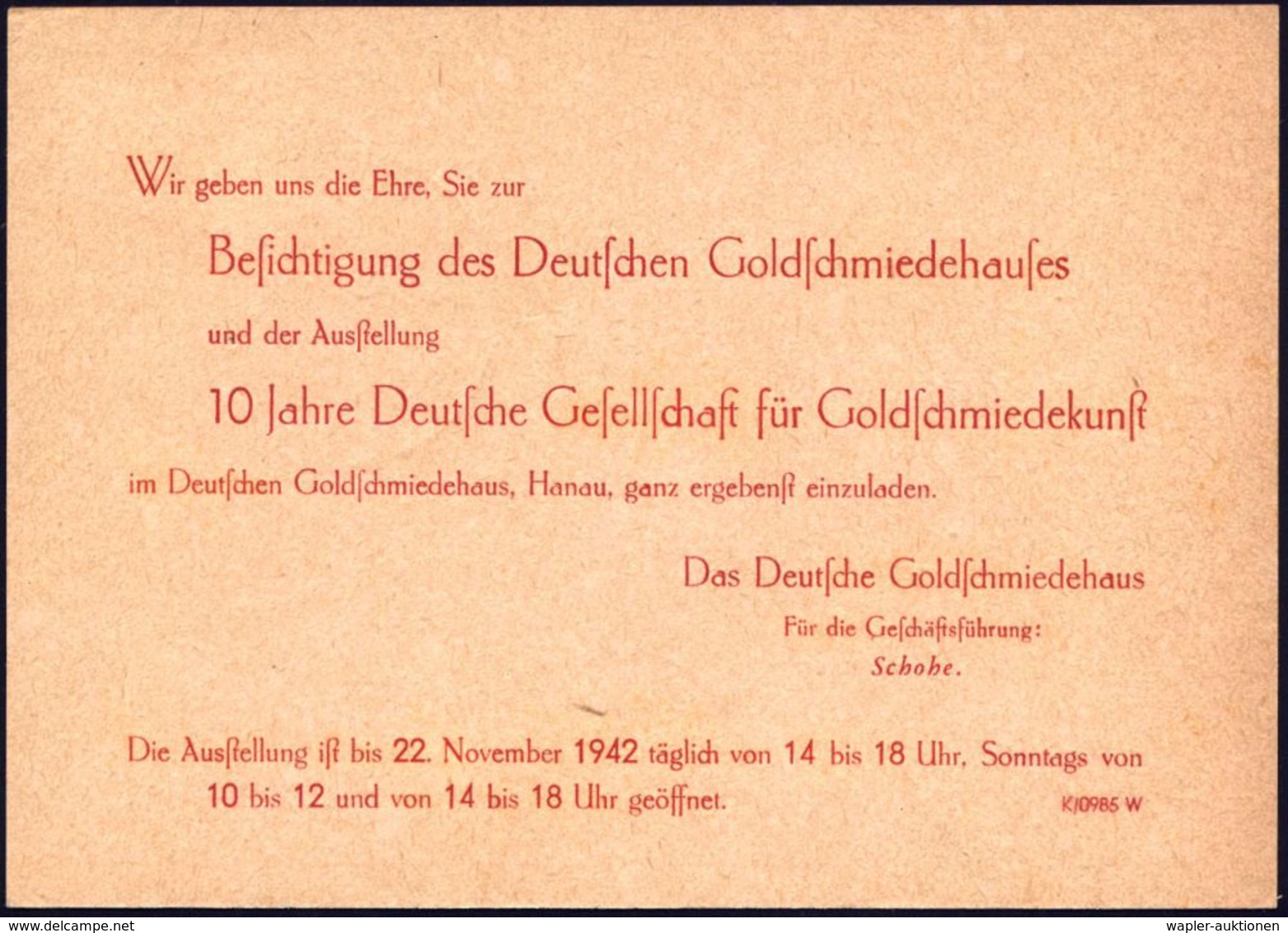 HANAU/ Einweihung Des/ Deutsches Goldschmiedehauses.. 1942 (18.10.) SSt (Stadtwappen) Auf Sonder-P 6 Pf.+ 4 Pf. "Deutsch - Autres & Non Classés