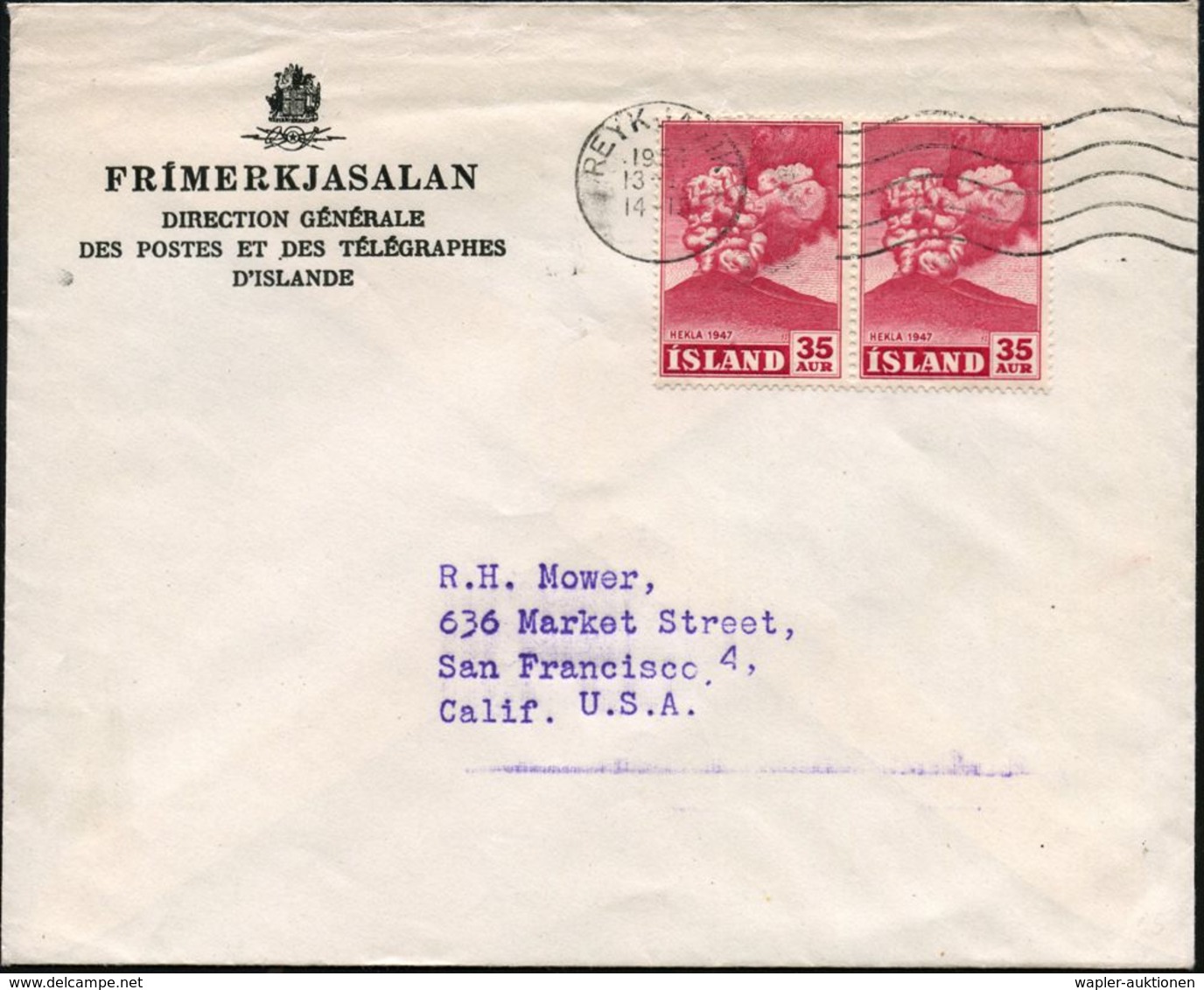 ISLAND 1954 35 Aur. "Ausbruch Vulkan HEKLA", Karmin, Reine MeF: Paar , Sauber Gest. Übersee-Bf. Versandstelle Für Sammle - Volcans