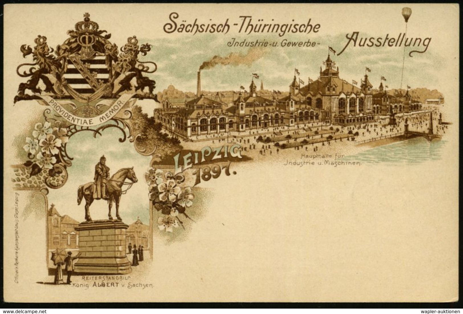 LEIPZIG/ AUSSTELLUNG-/ PLATZ/ ** 1897 (24.4.) SSt Auf PP 5 Pf. Krone, Grün: Sächsisch-Thüring. Ausstellung = Industrie-  - Non Classificati