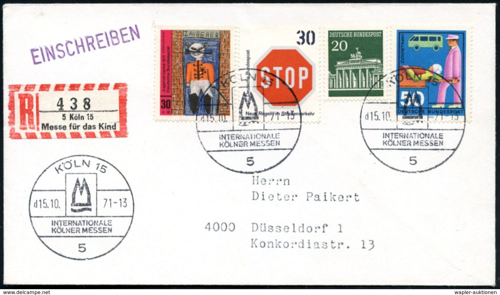 5 KÖLN 15/ INTERNAT./ KÖLNER MESSEN 1971 (15.10.) SSt + Sehr Seltener Sonder-RZ: 5 Köln 15/ Messe Für Das Kind (NEZ Nr.9 - Autres & Non Classés