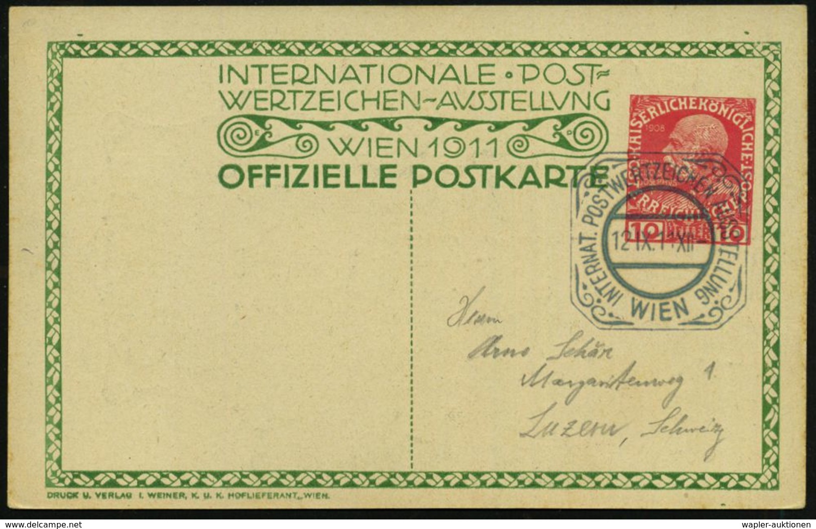 ÖSTERREICH 1911 (12.9.) PP 10 H. KFJ-Jubil., Karm.rosa: INTERNAT./POSTWERTZEICHEN/AUSSTELLUNG/WIEN = Kind Mit Schlag-Rei - Zonder Classificatie