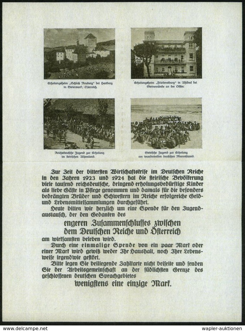 ÖSTERREICH 1930 (18.3.) PFS.: GRAZ 1/*/*005/GROSCHEN/BAR BEZAHLT Klar Auf Vordr.-Bf.: Steierm. Arbeitsgemeinschaft, Juge - Andere & Zonder Classificatie