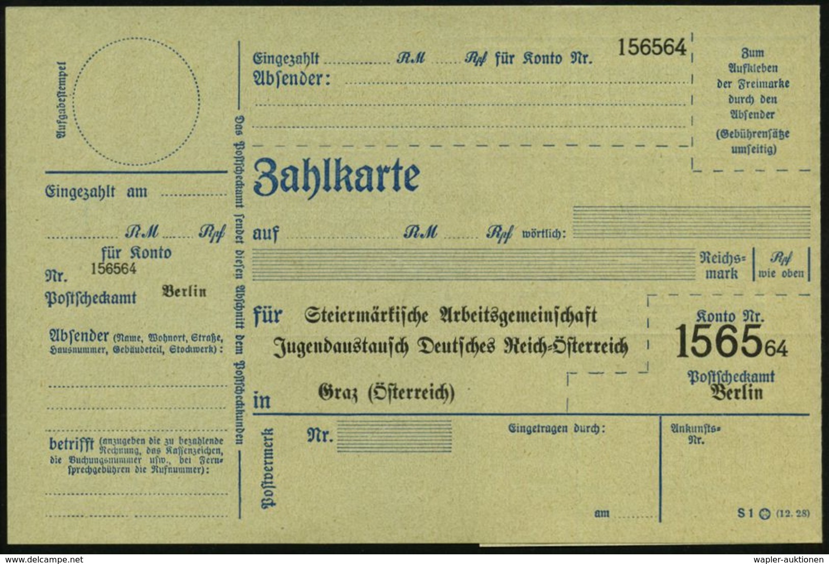 ÖSTERREICH 1930 (18.3.) PFS.: GRAZ 1/*/*005/GROSCHEN/BAR BEZAHLT Klar Auf Vordr.-Bf.: Steierm. Arbeitsgemeinschaft, Juge - Altri & Non Classificati