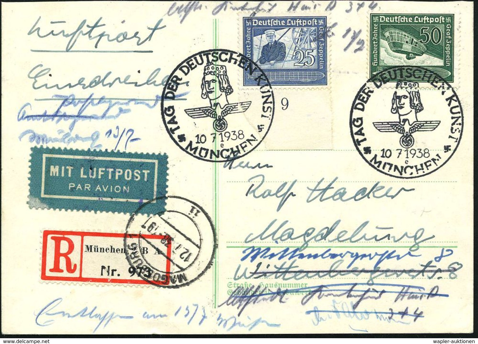 MÜNCHEN/ TAG DER DEUTSCHEN KUNST/ E 1938 (10.7.) SSt = Kopf Des "Bamberger Reiters" (= Kaiser Otto) 2x Klar Auf Kpl. Sat - Sonstige & Ohne Zuordnung