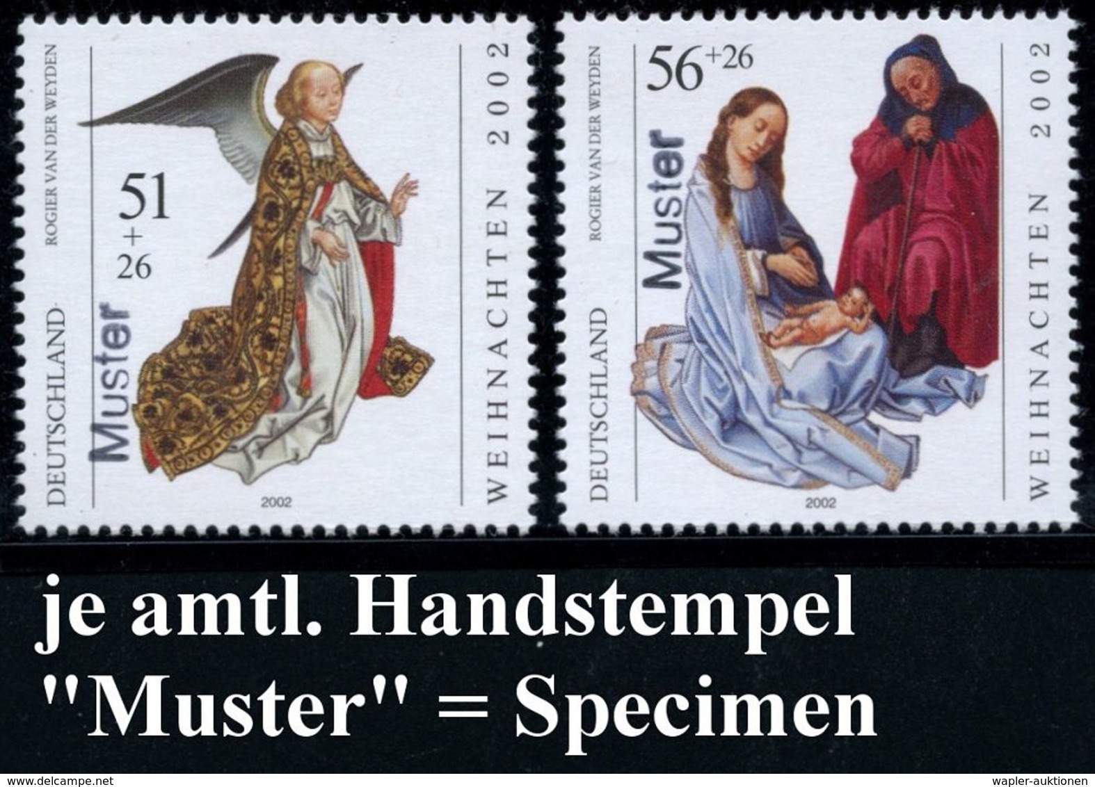 B.R.D. 2002 (Nov.) 51 + 26 C. Und 56 + 26 C. Weihnachten, Kompl. Satz , Je Mit Amtl. Handstempel  "M U S T E R"  = Gemäl - Andere & Zonder Classificatie