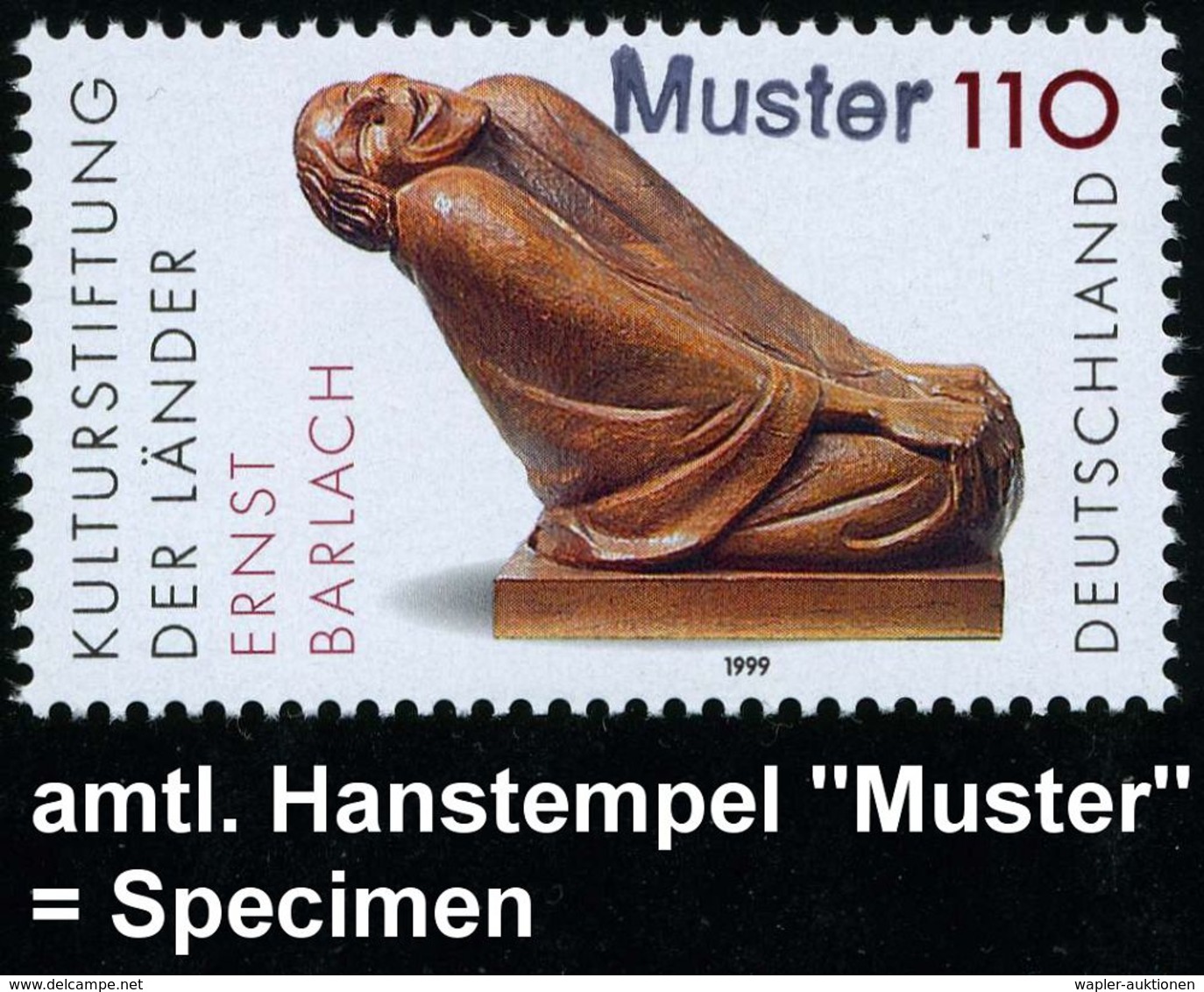 B.R.D. 1999 "Kulturstiftung Der Länder" 110 Pf. Ernst Barlach "Lachende Alte" U. 220 Pf. W. Lehmbruck "Kopf Eines Denker - Sculpture