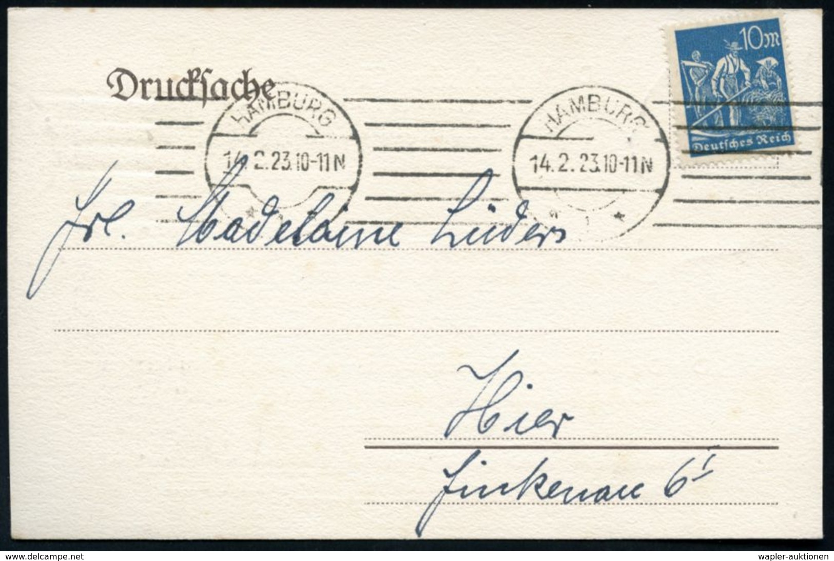 Hamburg 1923 (14.2.) Einladungskt.: Philosophische Ges.Hambg.,  K A N T - Gesellschaft "Eintrittkarte" (Kopfsilhouette K - Ecrivains