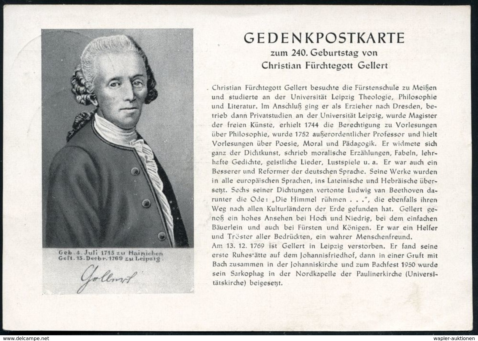 HAINICHEN/ Geburtsstadt V./ Christoph F.Gellert/ Friedr.G.Keller/ DIE GELLERTSTADT 1955 (3.7.) HWSt Auf Seltener S/w.-Ju - Schrijvers