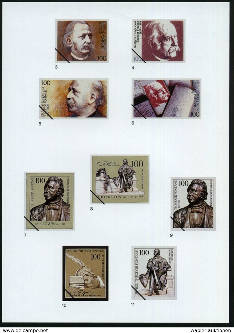 B.R.D. 1994 (Sept.) 100 Pf. "175. Geburtstag Th.Fontane", 26 Verschied. Color-Alternativ-Entwürfe D.Bundesdruckerei Auf  - Ecrivains