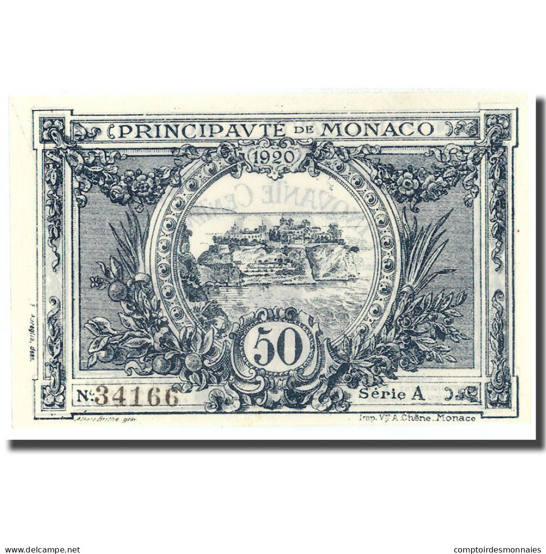 Billet, Monaco, 50 Centimes, 1920, 1920-03-20, KM:3a, NEUF - Mónaco