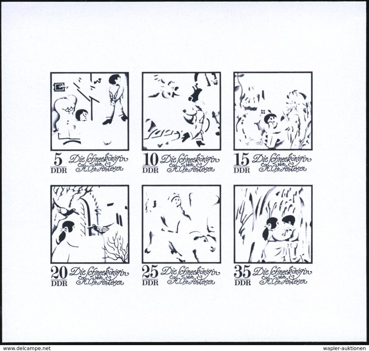 D.D.R. 1972 Kleinbogen "Die Schneekönigin" ,  P H A S E N D R U C K E  (Einzelfaben Bis Endphase Alle Farben)  6 Verschi - Schrijvers