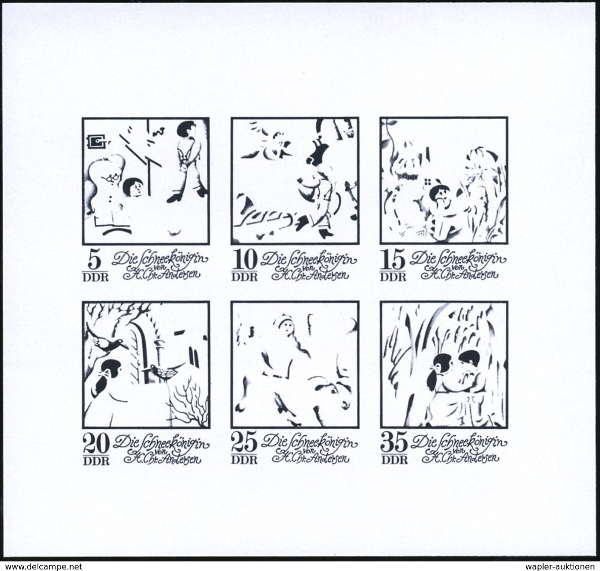 D.D.R. 1972 Kleinbogen "Die Schneekönigin" ,  P H A S E N D R U C K E  (Einzelfaben Bis Endphase Alle Farben)  6 Verschi - Scrittori