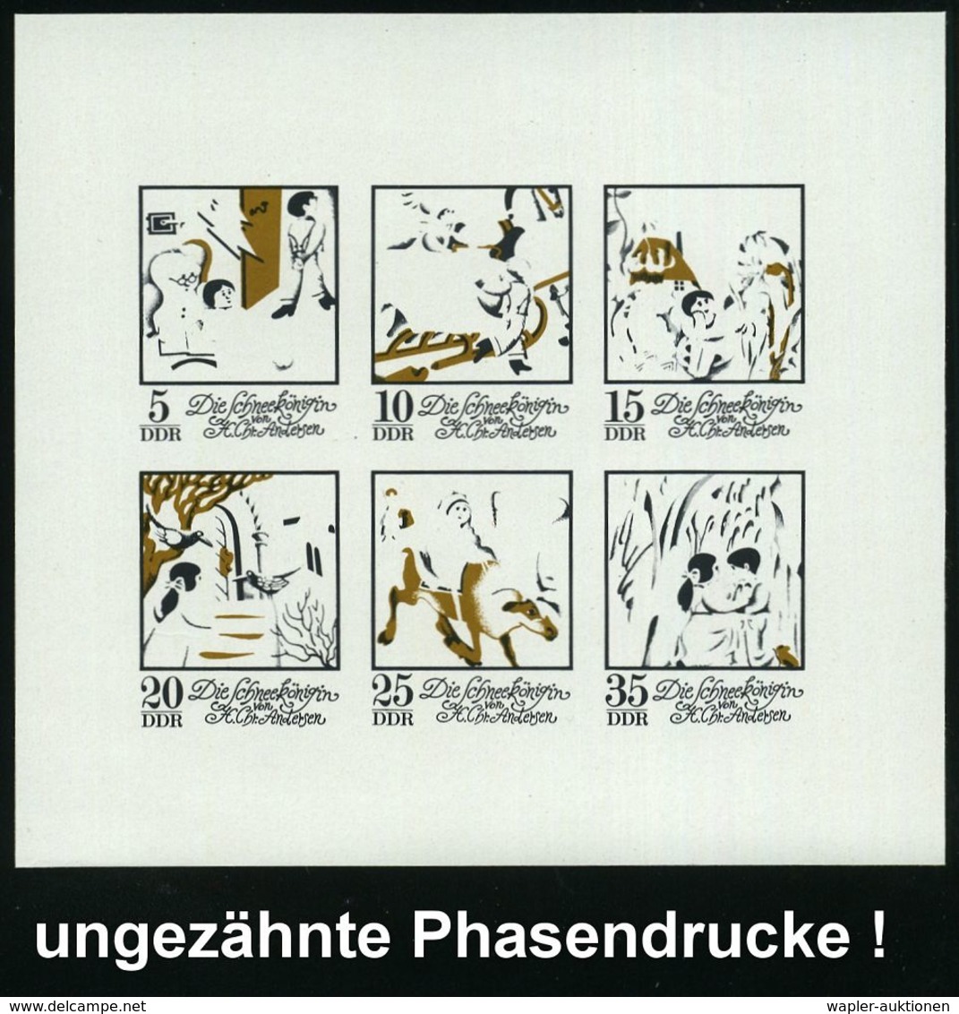 D.D.R. 1972 Kleinbogen "Die Schneekönigin" ,  P H A S E N D R U C K E  (Einzelfaben Bis Endphase Alle Farben)  6 Verschi - Schriftsteller