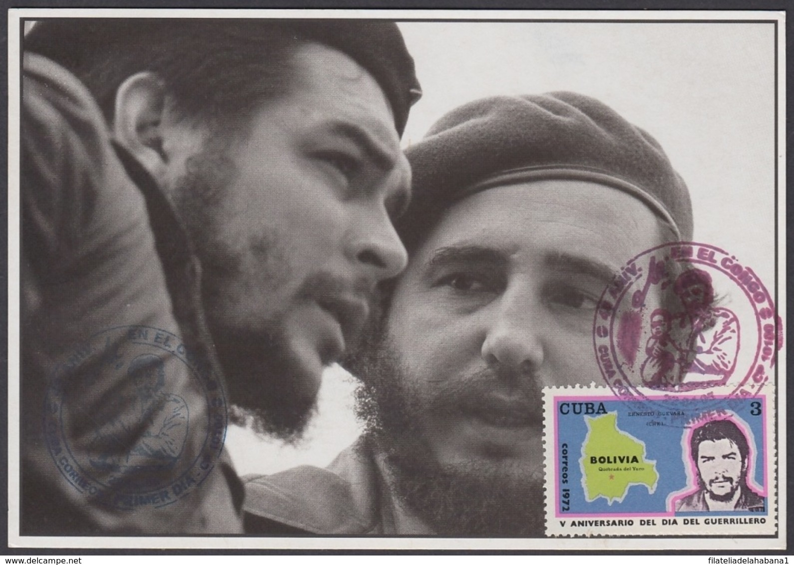 TMA-215 CUBA 2005 SPECIAL CANCEL MAXIM CARD ERNESTO CHE GUEVARA, FIDEL CASTRO. - Tarjetas – Máxima