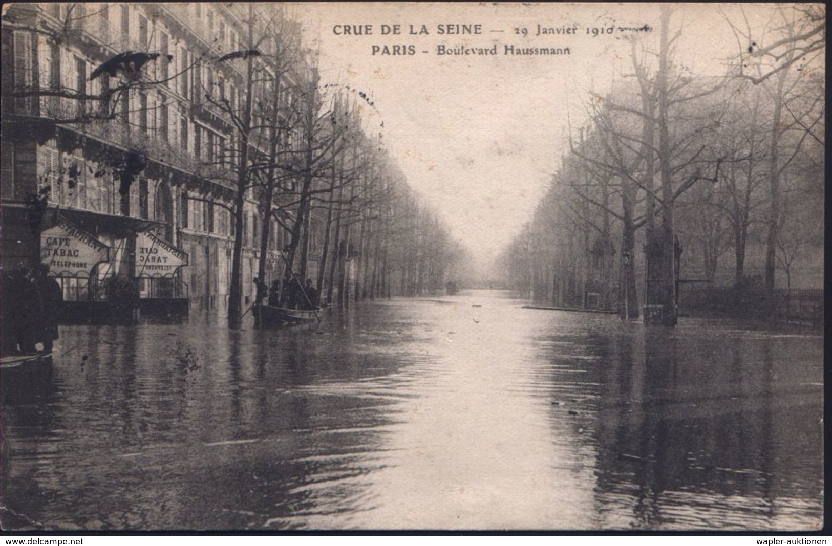 FRANKREICH 1910 (Jan./Febr.) 2 Verschiedene S/w.-Foto-Ak.: PARIS/CRUE DE LA SEINE.. Boulevard Haussmann Bzw. Blvd. De La - Klimaat & Meteorologie