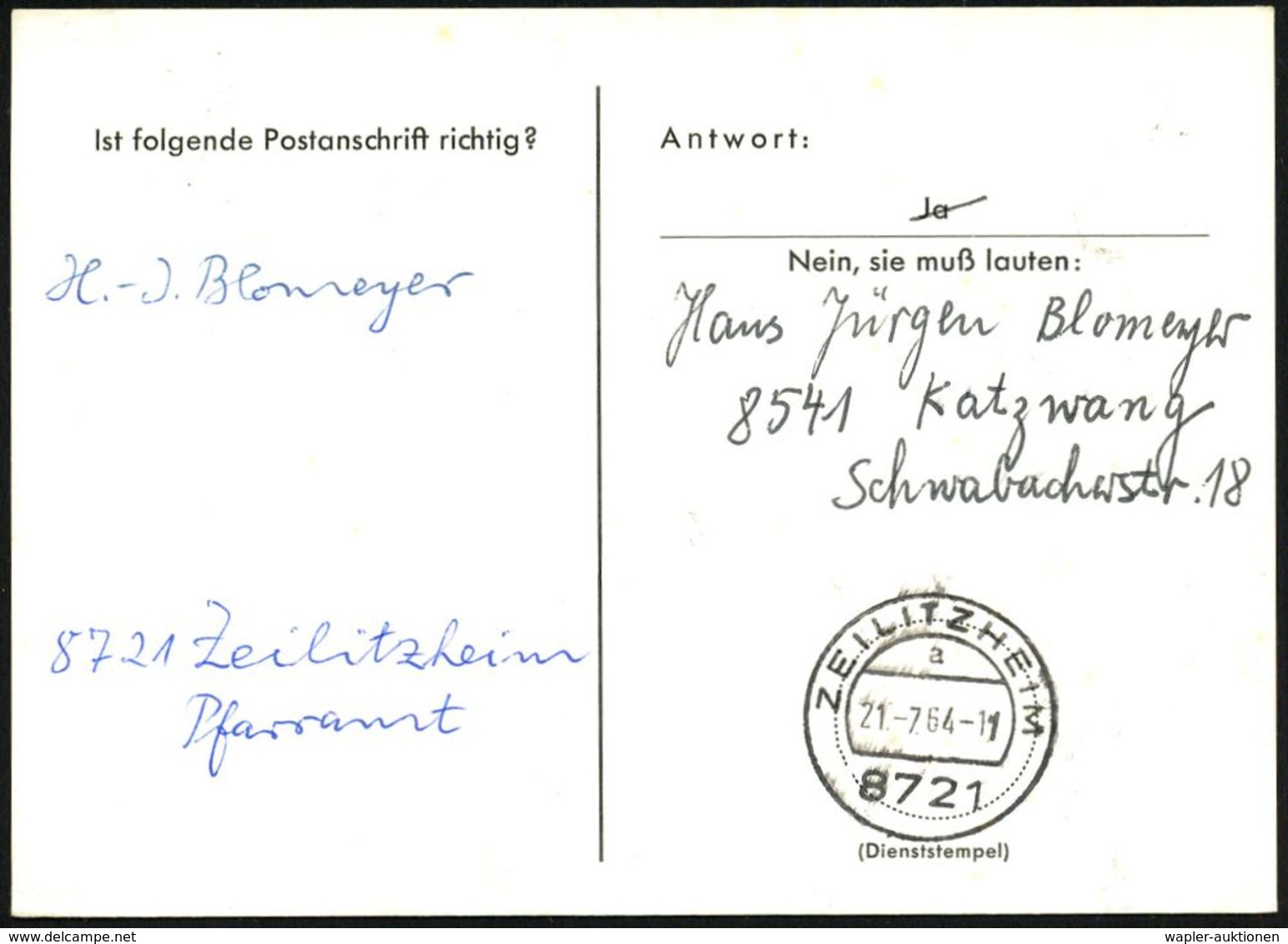 35 KASSEL-WILHELMSHÖHE/ MUSICA/ ALLG./ MUSIKZEITSCHRIFT/ BÄRENREITER.. 1964 (20.7.) AFS 010 Pf. , Firmen-Retour-Kt.: AUF - Musica