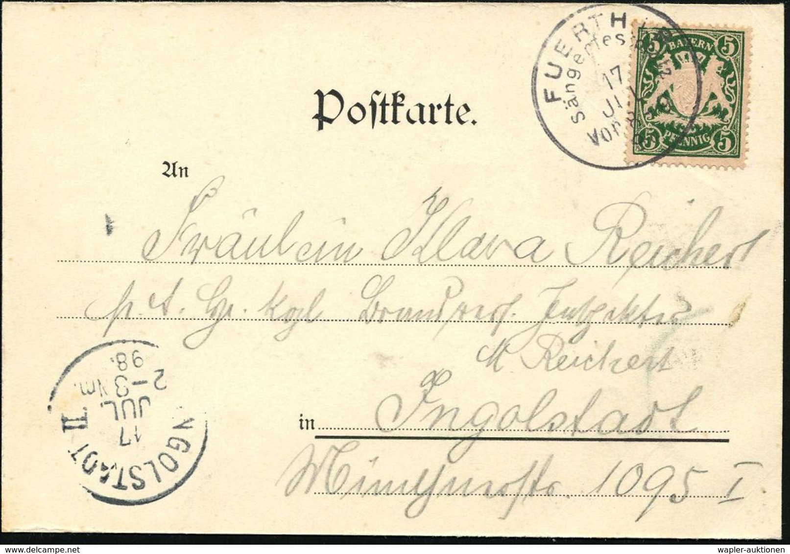 FUERTH I.B./ Sängerfestplatz 1898 (17.7.) Seltener SSt Klar Auf Passender S/w.-Sonder-Ak.: IX. Fränk. Sängerbundesfest ( - Muziek