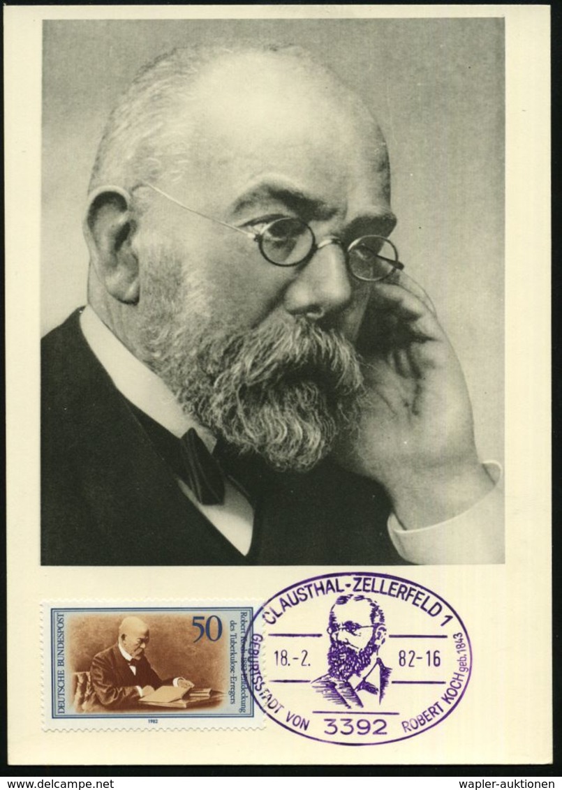 3392 CLAUSTHAL-ZELLERFELD 1/ GEBURTSSTADT VON ROBERT KOCH 1982 (18.2.) V I O L E T T E R  SSt (Kopfbild) Auf 50 Pf.  Rob - Premio Nobel